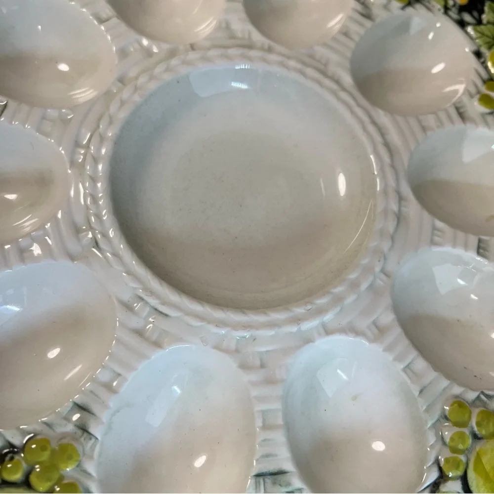 Vintage 1970’s Norleans Deviled Egg Plate Ceramic Serving  Easter Cottagecore